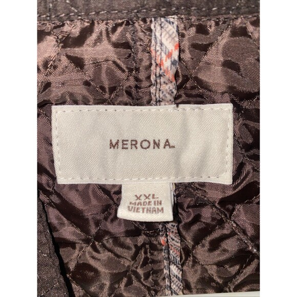 Merona Women's Brown Quilted Jacket Size XXL Full Zip With Button Pockets - Picture 3 of 4